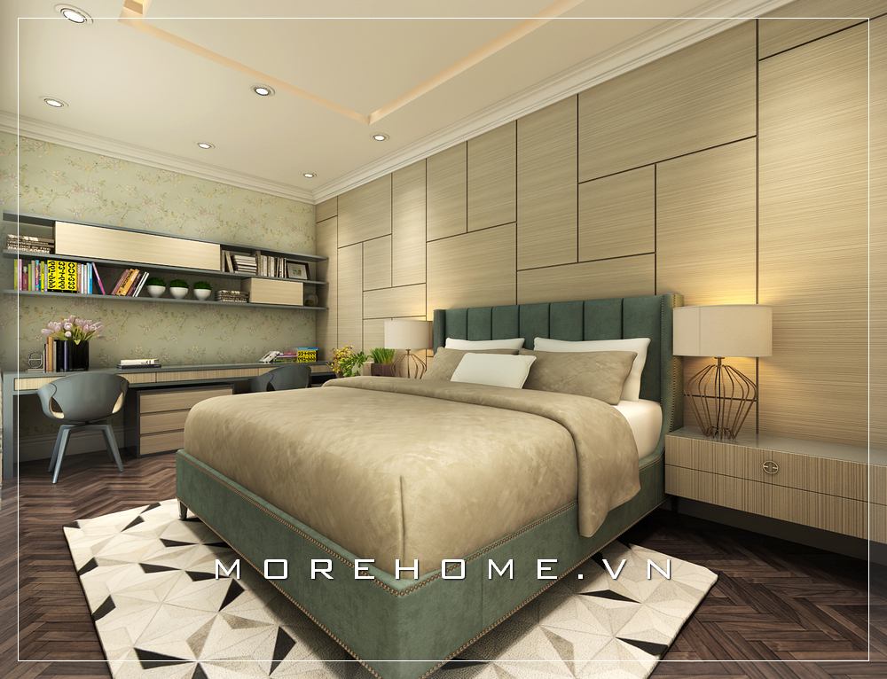 Thiết kế nội thất phòng ngủ nhỏ sang trọng, nhờ cách phối màu đẹp mắt, bố trí nội thất hợp lí mà căn phòng vô cùng tiện nghi và hiện đại, khiến ai nhìn vào cũng sẽ thích mê.


